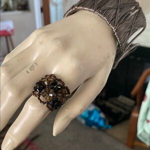 Elegant Brown Beaded Ring